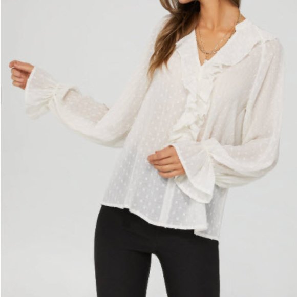 Swiss Dot Ruffle Blouse - Picture 2 of 4